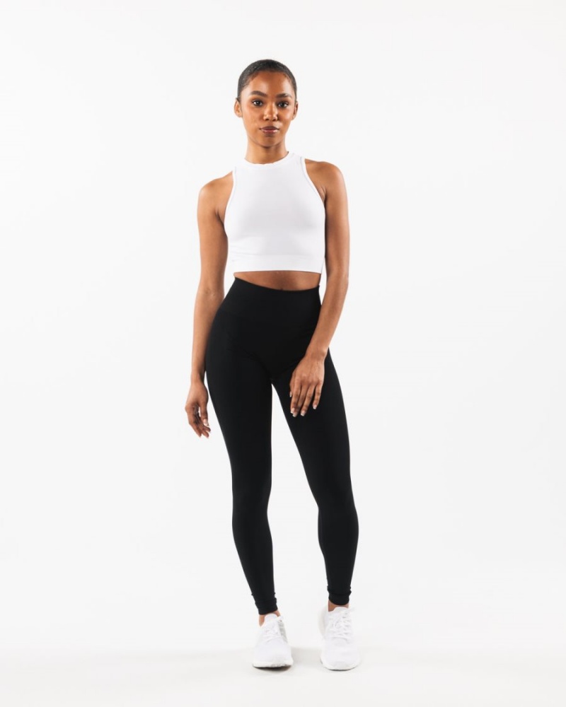 Women's Alphalete Stratus Crop Tank Tank Top White | 5146-DKNHU