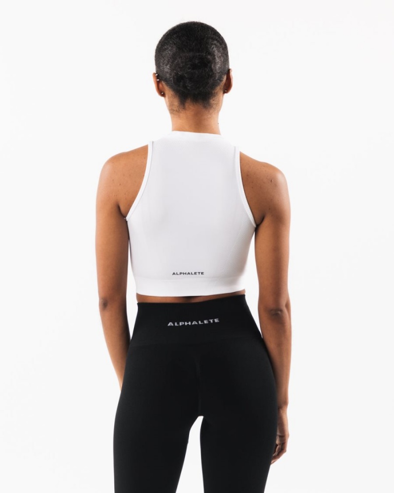 Women's Alphalete Stratus Crop Tank Tank Top White | 5146-DKNHU