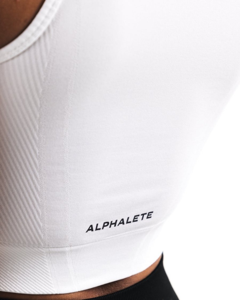 Women's Alphalete Stratus Crop Tank Tank Top White | 5146-DKNHU