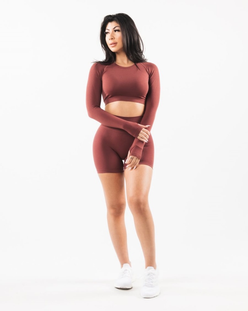 Women's Alphalete Stratus LS Crop Long Sleeve Autumn | 6408-GMVBJ