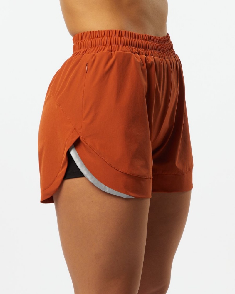 Women's Alphalete Stride Short 3" Shorts Sour Tangerine | 7593-FZXWQ