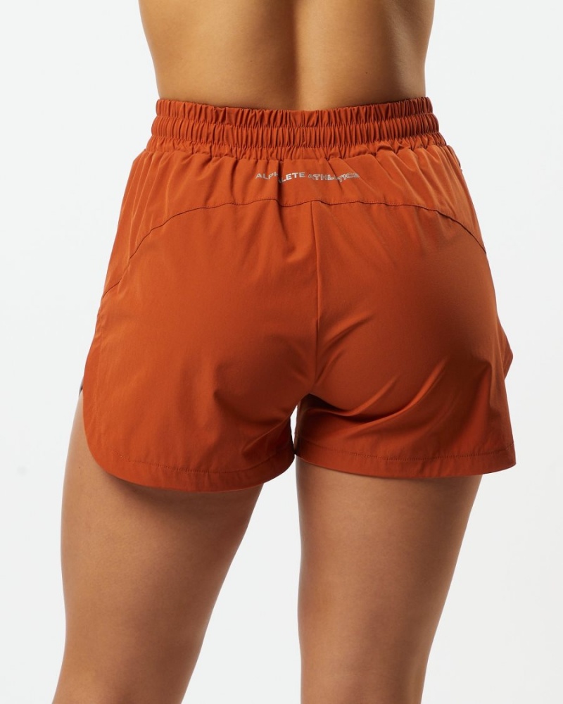 Women's Alphalete Stride Short 3" Shorts Sour Tangerine | 7593-FZXWQ