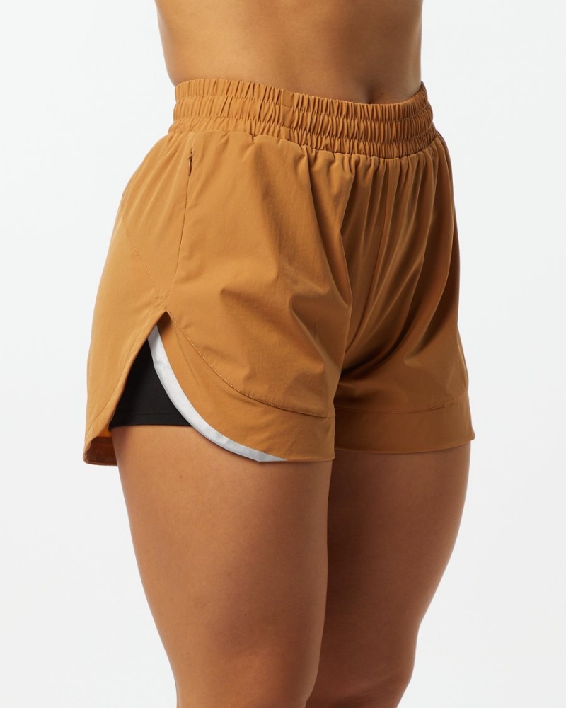 Women's Alphalete Stride Short 3" Shorts Chestnut | 7354-JZNPU