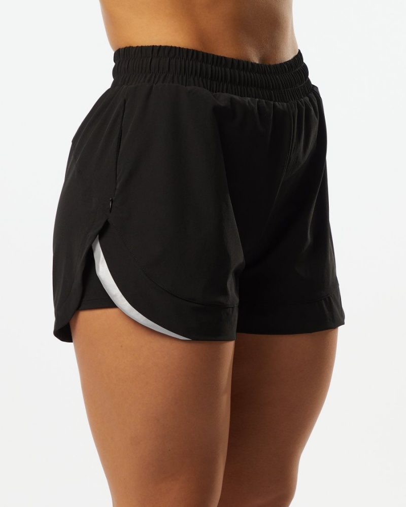 Women's Alphalete Stride Short 3" Shorts Black | 5103-PHLEF