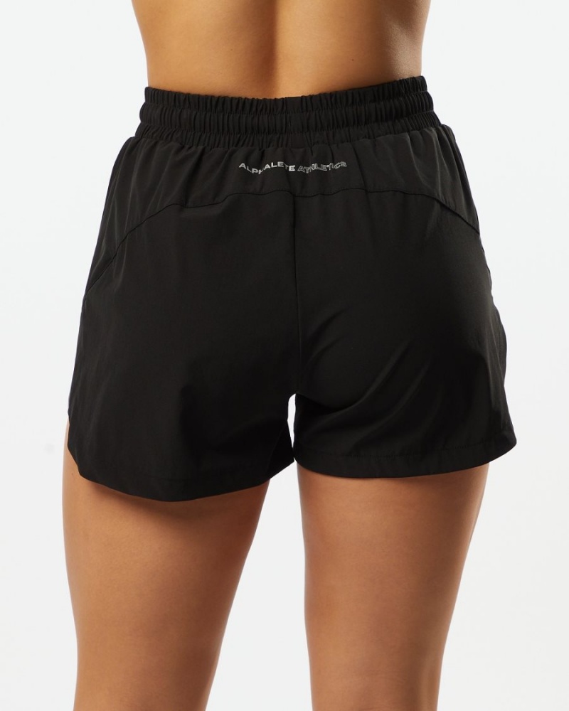 Women's Alphalete Stride Short 3" Shorts Black | 5103-PHLEF