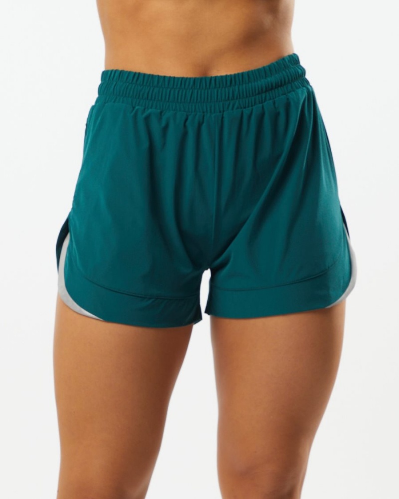 Women\'s Alphalete Stride Short 3" Shorts Velvet Teal | 9017-PBASK