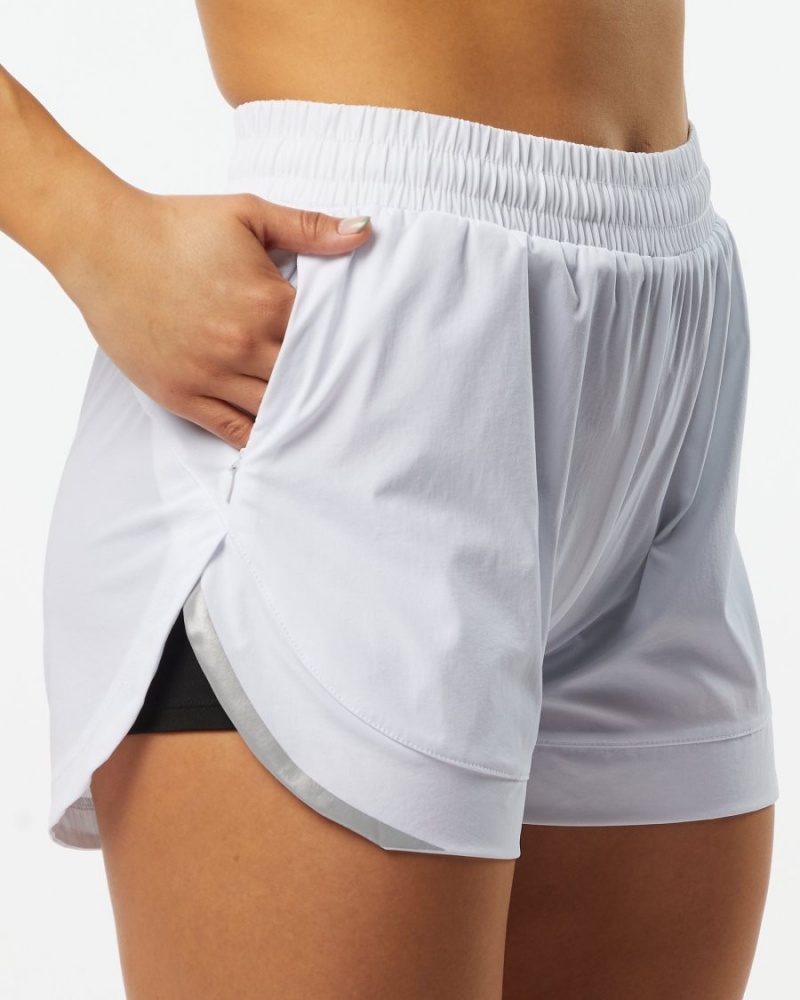 Women's Alphalete Stride Short 3" Shorts White | 1942-AJNOB