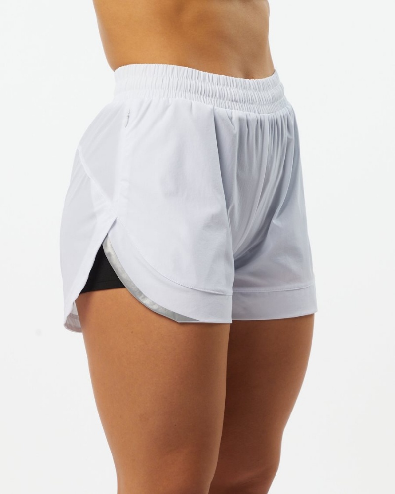 Women's Alphalete Stride Short 3" Shorts White | 1942-AJNOB