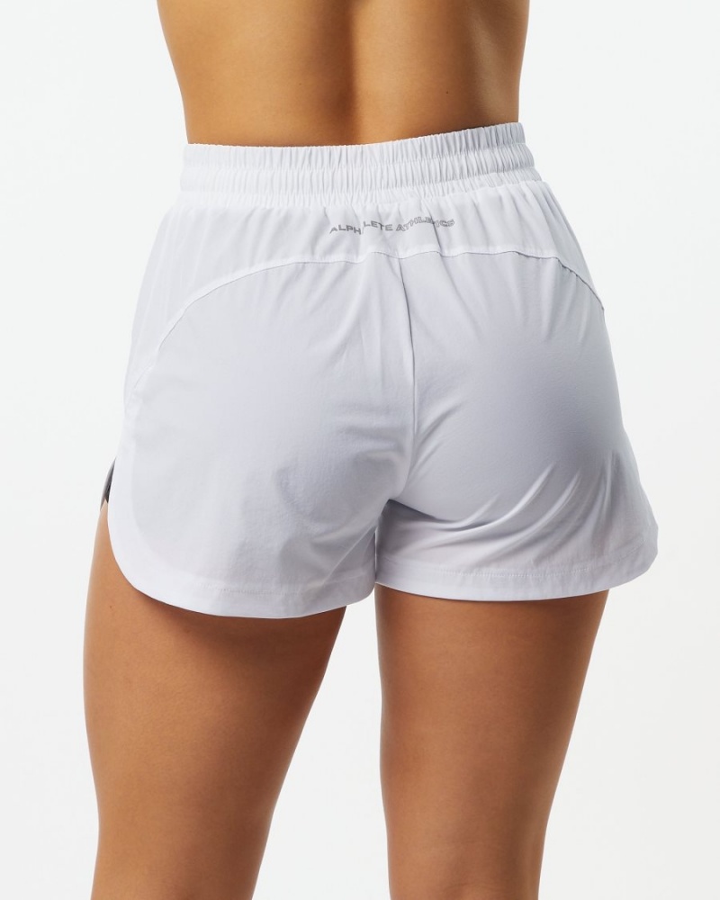 Women's Alphalete Stride Short 3" Shorts White | 1942-AJNOB