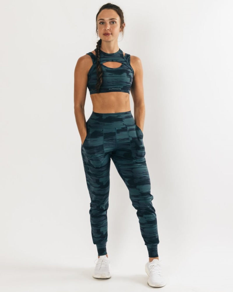 Women's Alphalete Surface Expanse Jogger Jogger Blue Canvas Camo | 0413-LEVPF