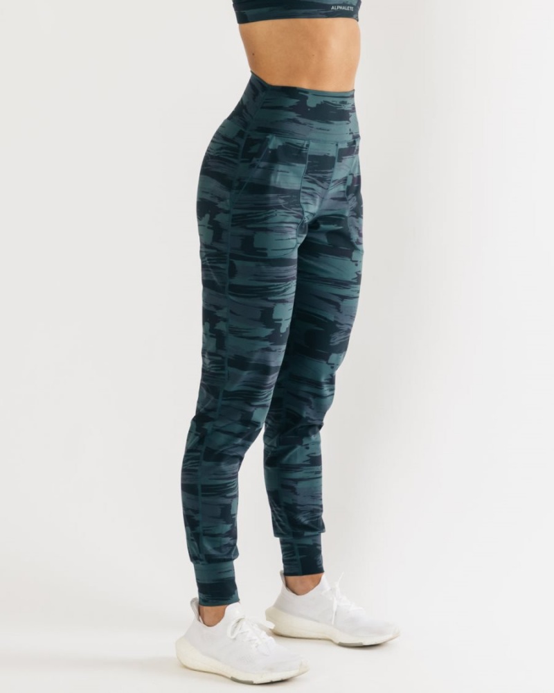 Women's Alphalete Surface Expanse Jogger Jogger Blue Canvas Camo | 0413-LEVPF