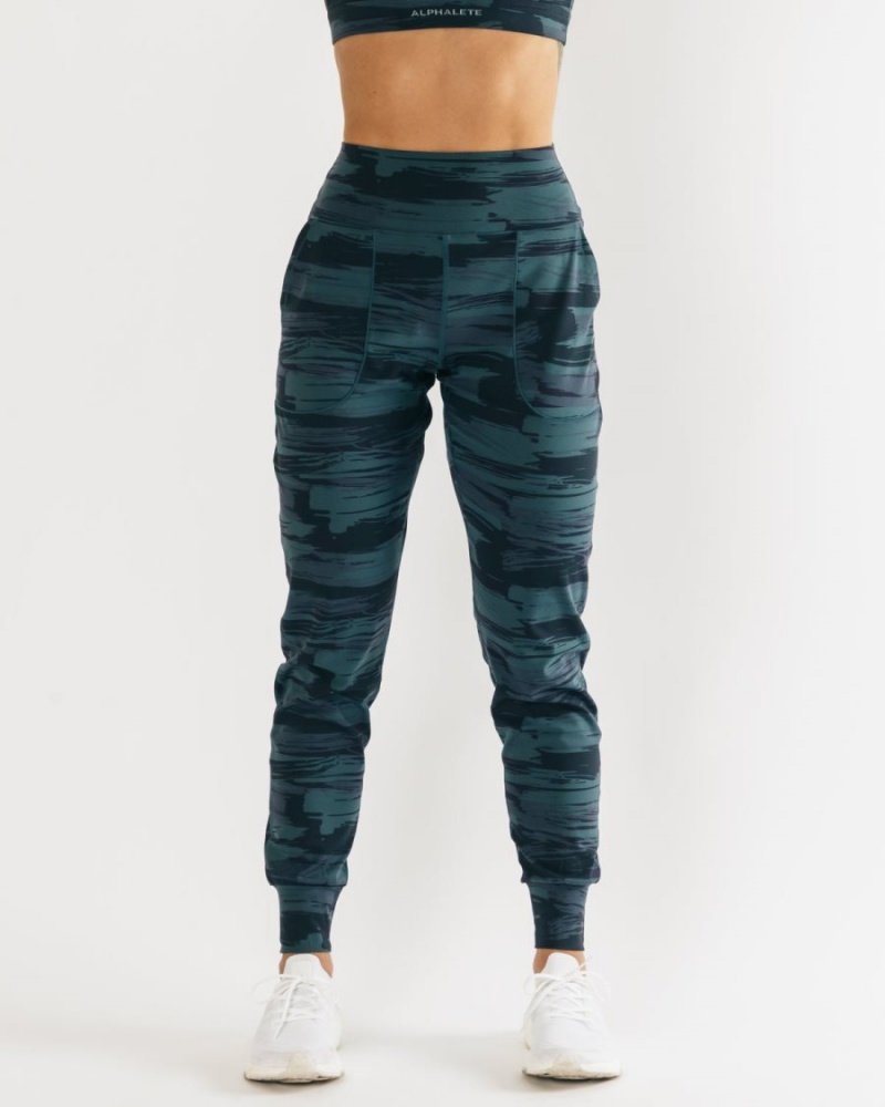 Women\'s Alphalete Surface Expanse Jogger Jogger Blue Canvas Camo | 0413-LEVPF