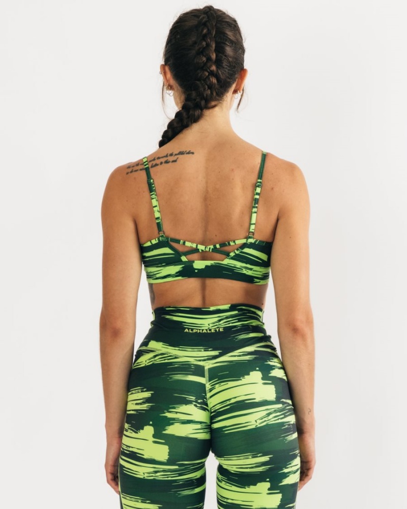 Women's Alphalete Surface Limitless Bra Sports Bra Volt Canvas Camo | 8269-BVDJA