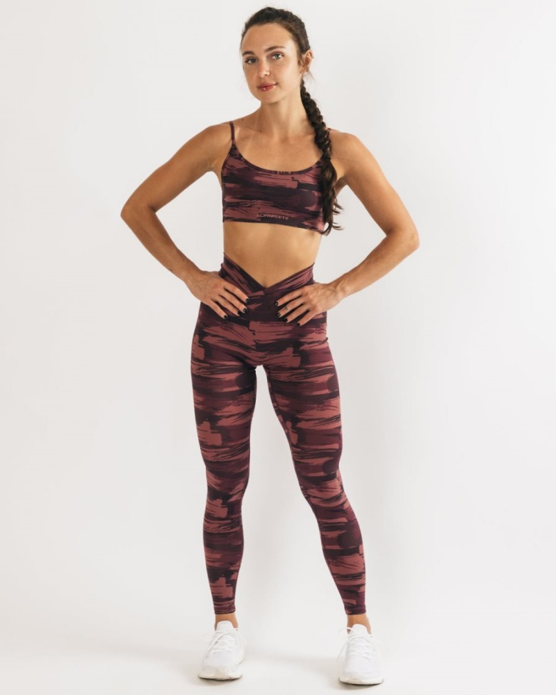 Women's Alphalete Surface Limitless Bra Sports Bra Burgundy Canvas Camo | 2659-JCELK