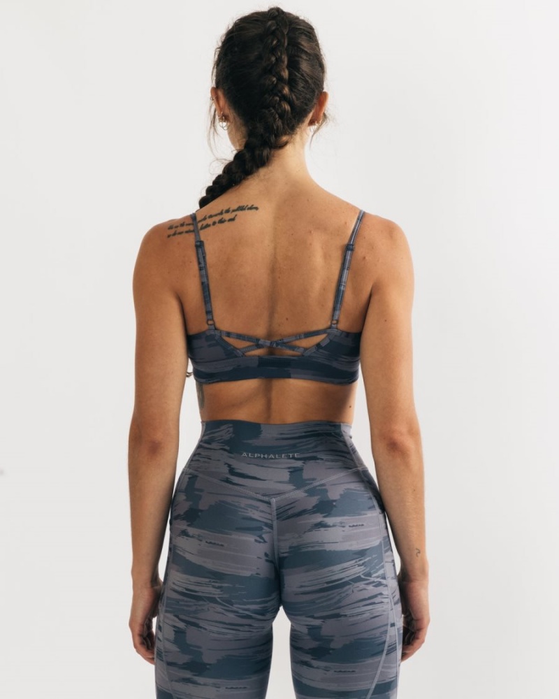 Women's Alphalete Surface Limitless Bra Sports Bra Grey Canvas Camo | 7529-WCVYB