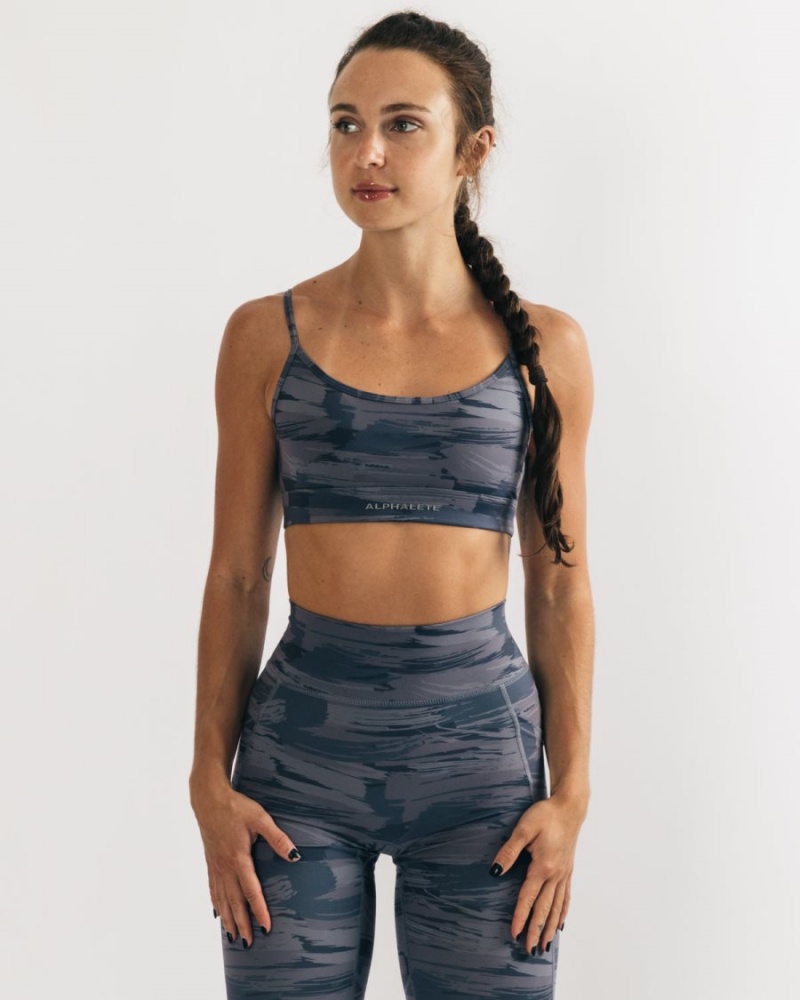 Women's Alphalete Surface Limitless Bra Sports Bra Grey Canvas Camo | 7529-WCVYB