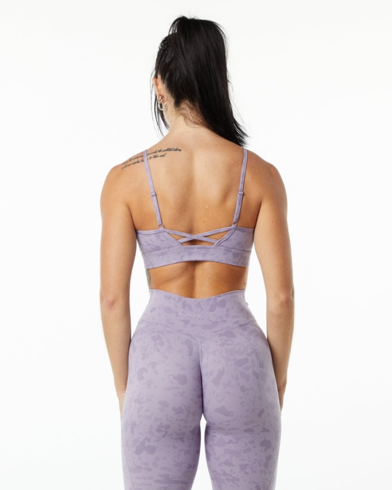 Women's Alphalete Surface Limitless Bra Sports Bra Pebble Print Misty Lilac | 9374-GJVPB