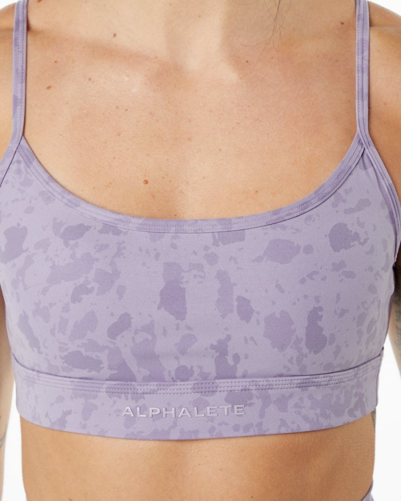 Women's Alphalete Surface Limitless Bra Sports Bra Pebble Print Misty Lilac | 9374-GJVPB