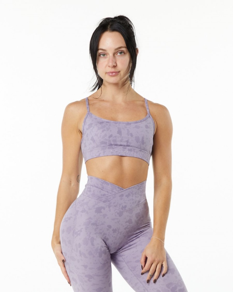 Women\'s Alphalete Surface Limitless Bra Sports Bra Pebble Print Misty Lilac | 9374-GJVPB