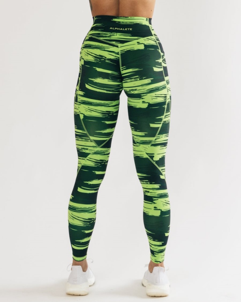 Women's Alphalete Surface Pocket Legging Leggings Volt Canvas Camo | 7853-PWLVM