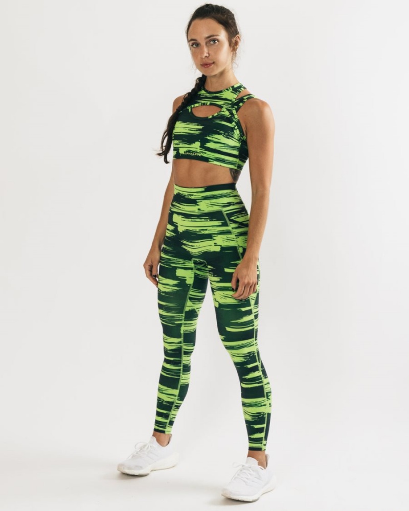 Women's Alphalete Surface Pocket Legging Leggings Volt Canvas Camo | 7853-PWLVM