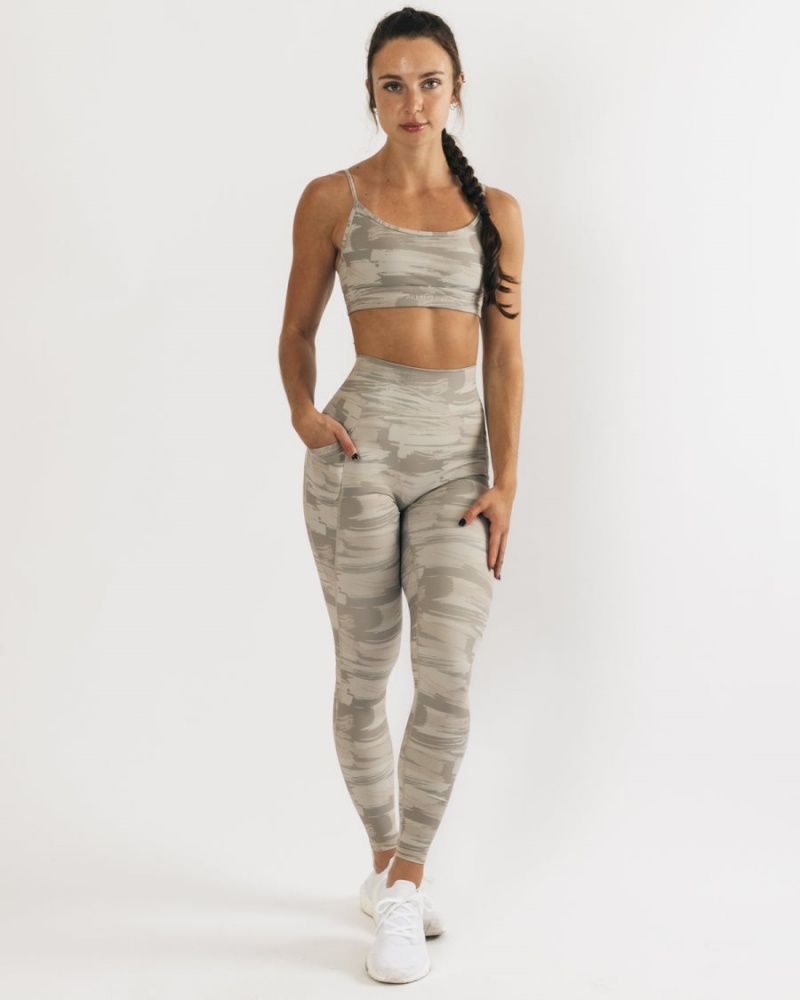 Women's Alphalete Surface Pocket Legging Leggings Desert Canvas Camo | 8369-IQDYS