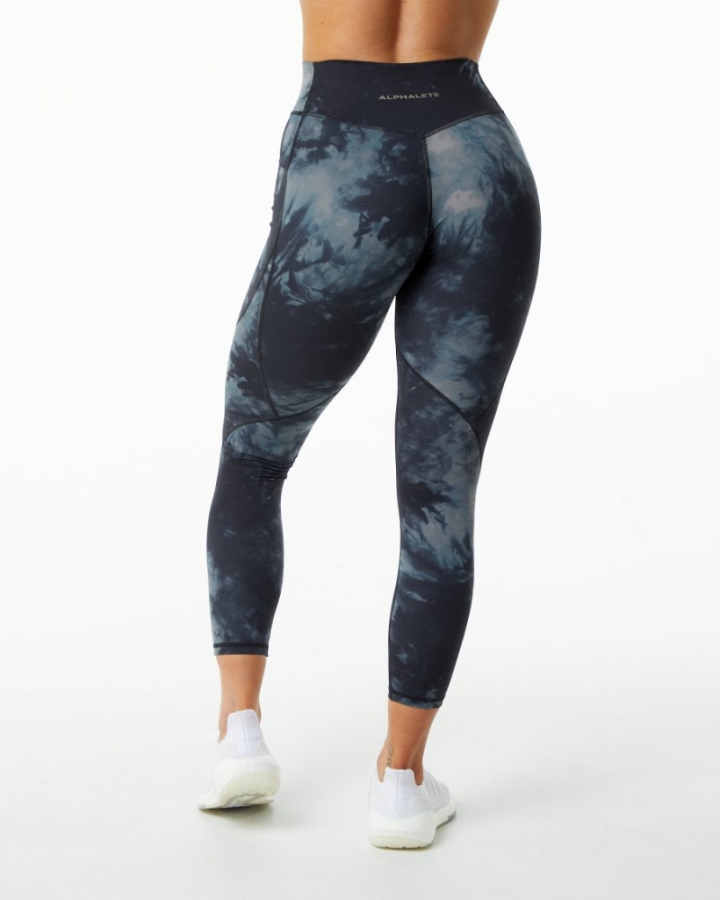 Women's Alphalete Surface Pocket Legging Leggings Black Oil Stain | 0731-TOHWU