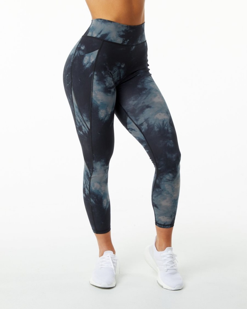 Women's Alphalete Surface Pocket Legging Leggings Black Oil Stain | 0731-TOHWU