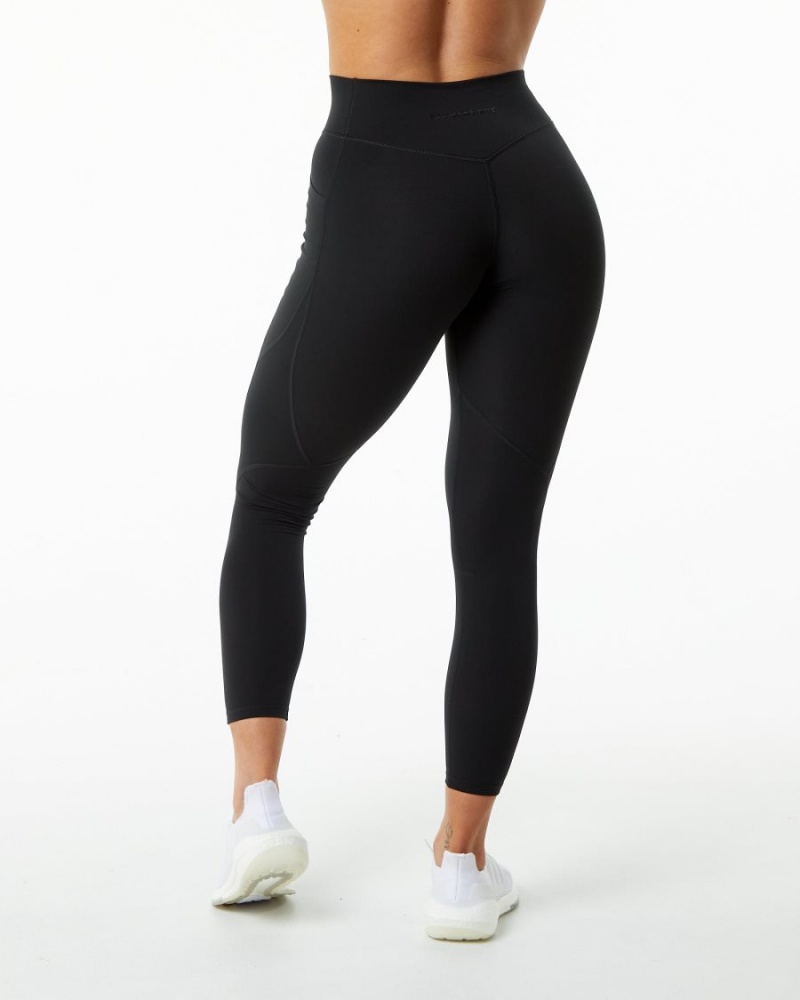 Women's Alphalete Surface Pocket Legging Leggings Black | 9015-MIQLN