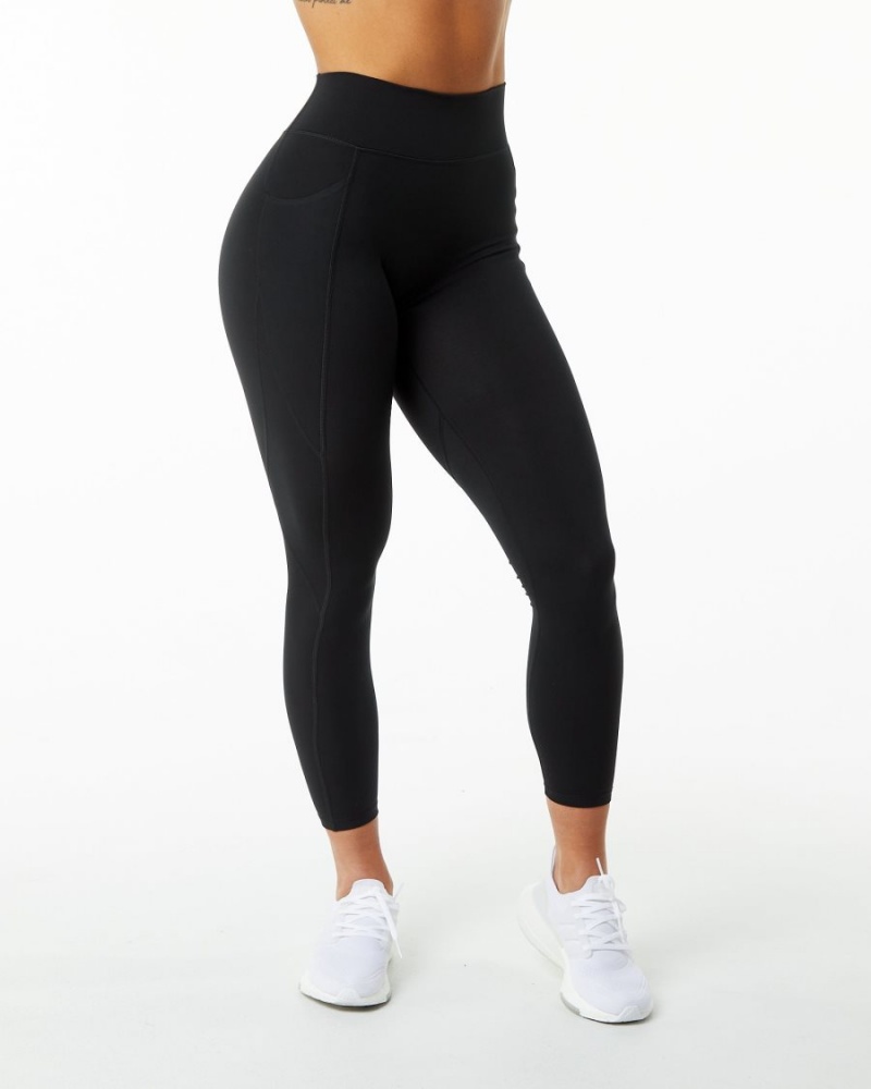 Women's Alphalete Surface Pocket Legging Leggings Black | 9015-MIQLN