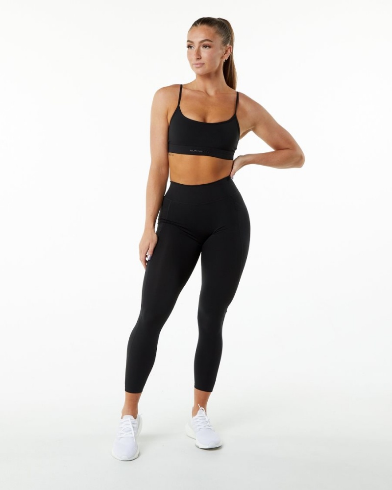 Women's Alphalete Surface Pocket Legging Leggings Black | 9015-MIQLN