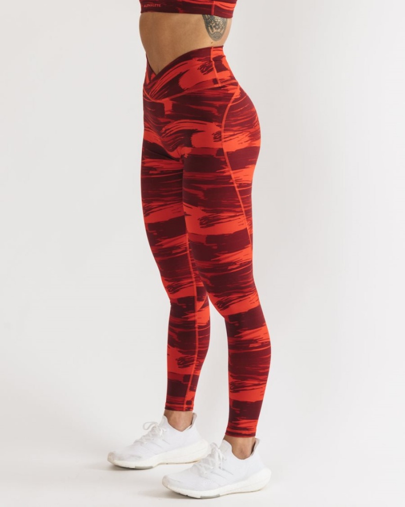 Women's Alphalete Surface Power Legging Leggings Infrared Canvas Camo | 8790-NOPXM