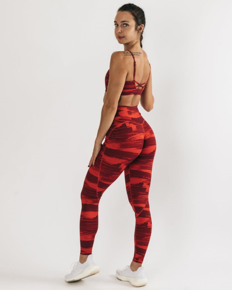 Women's Alphalete Surface Power Legging Leggings Infrared Canvas Camo | 8790-NOPXM