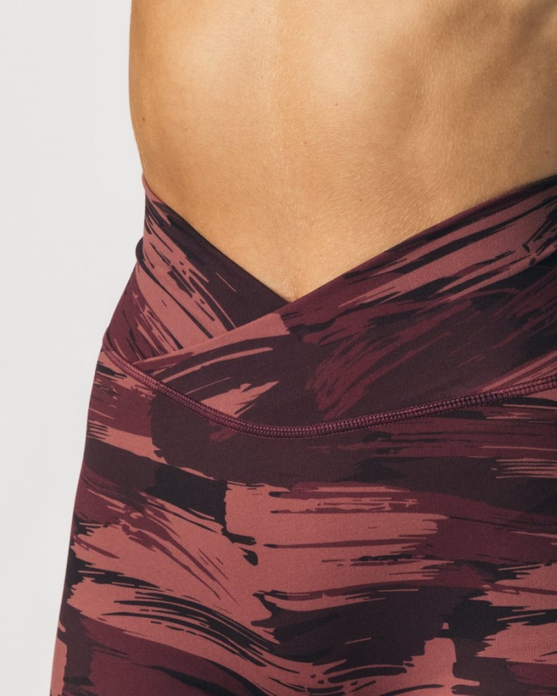 Women's Alphalete Surface Power Legging Leggings Burgundy Canvas Camo | 6897-TZQMX