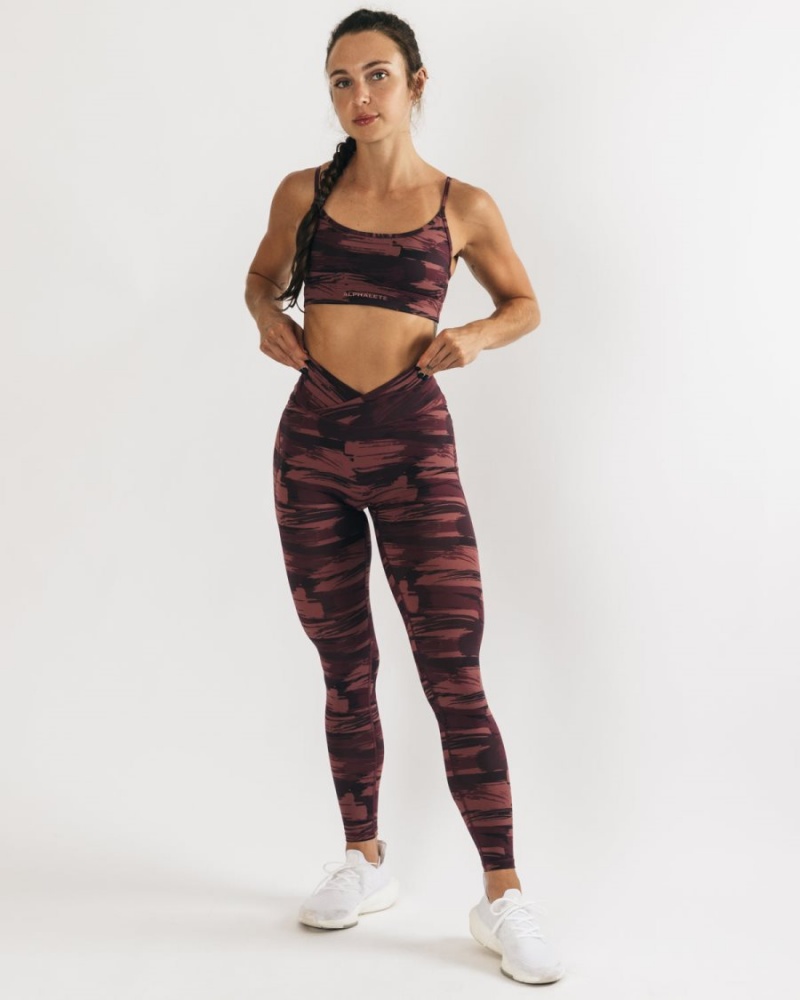 Women's Alphalete Surface Power Legging Leggings Burgundy Canvas Camo | 6897-TZQMX