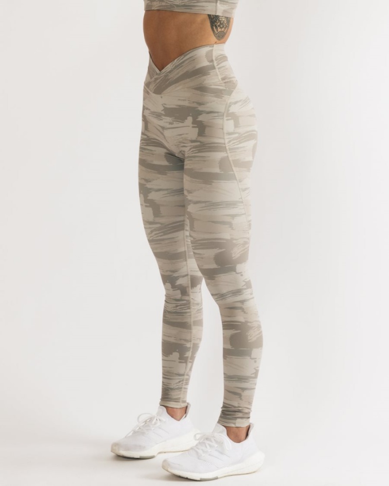 Women's Alphalete Surface Power Legging Leggings Desert Canvas Camo | 6821-HRPBA