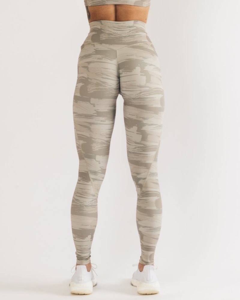 Women's Alphalete Surface Power Legging Leggings Desert Canvas Camo | 6821-HRPBA