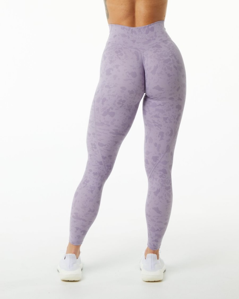 Women's Alphalete Surface Power Legging Leggings Pebble Print Misty Lilac | 5026-QXDGL