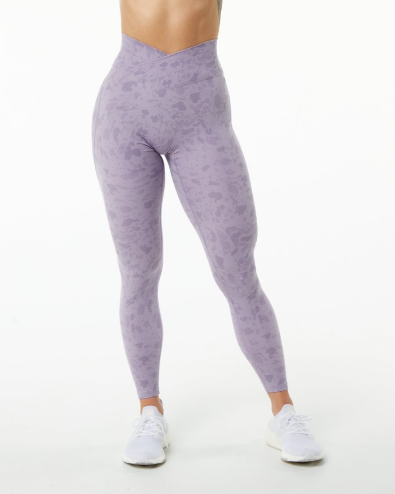 Women\'s Alphalete Surface Power Legging Leggings Pebble Print Misty Lilac | 5026-QXDGL