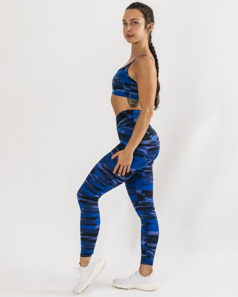 Women's Alphalete Surface Power Legging Leggings Electric Blue Canvas Camo | 0614-RHGTD