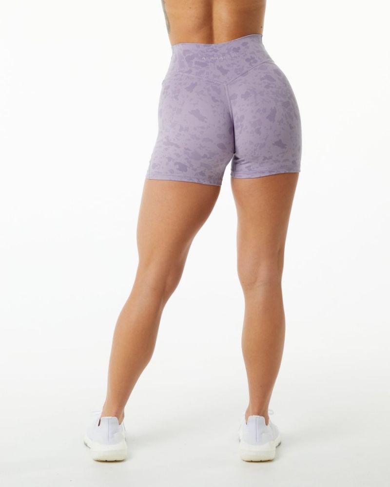 Women's Alphalete Surface Power Short 5" Shorts Pebble Print Misty Lilac | 8572-GHPNZ