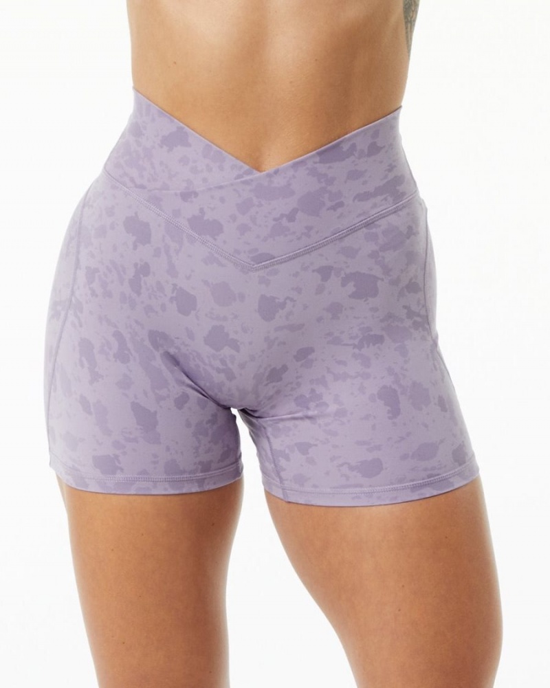 Women\'s Alphalete Surface Power Short 5" Shorts Pebble Print Misty Lilac | 8572-GHPNZ