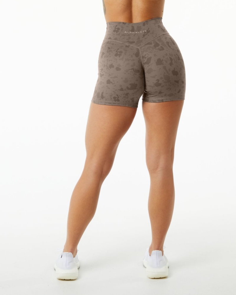 Women's Alphalete Surface Power Short 5" Shorts Pebble Print Mocha | 8310-KAQCT