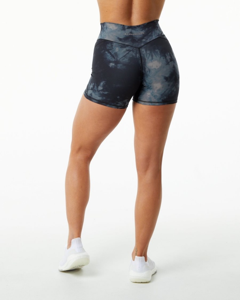 Women's Alphalete Surface Power Short 5" Shorts Black Oil Stain | 9432-UKDNT