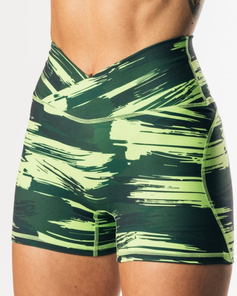 Women's Alphalete Surface Power Short 5" Shorts Volt Canvas Camo | 7948-YHCWL