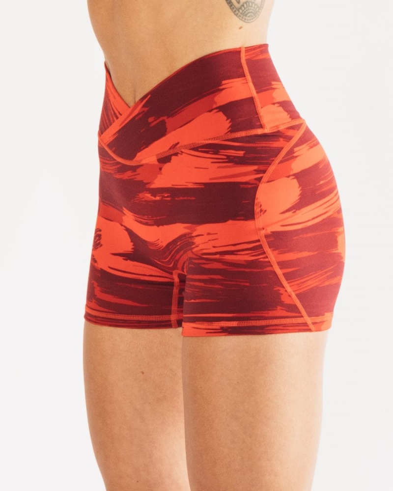 Women's Alphalete Surface Power Short 5" Shorts Infrared Canvas Camo | 1729-YMZRK