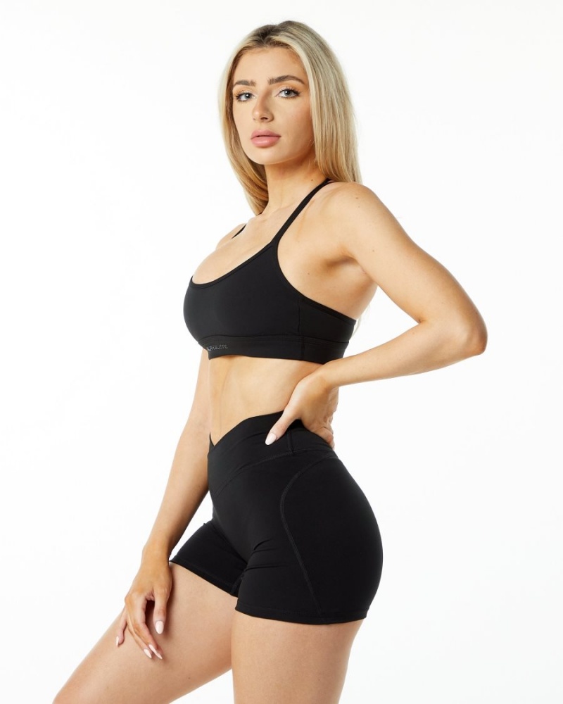 Women's Alphalete Surface Tri Bra Sports Bra Black | 8526-MGJIV