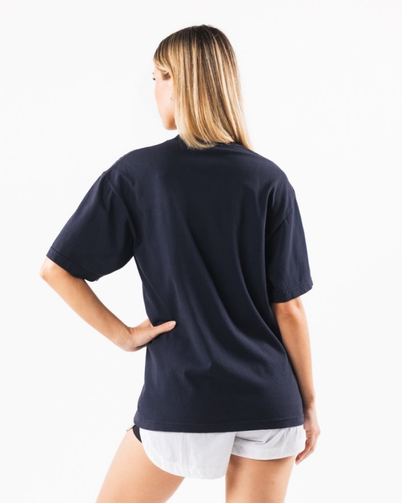 Women's Alphalete Texas Tee Shirts Navy | 5906-BDALP