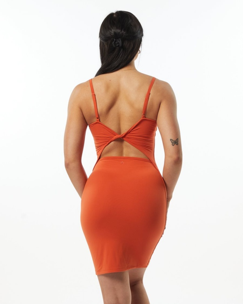 Women's Alphalete Ultrasoft Allure Dress Dress Orange | 3014-NTAGE