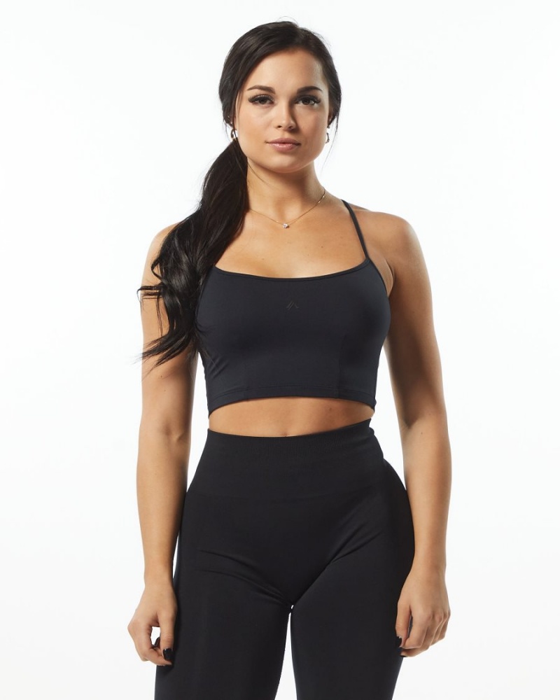 Women\'s Alphalete Ultrasoft Camisole Tank Tank Top Black | 8345-JXREI